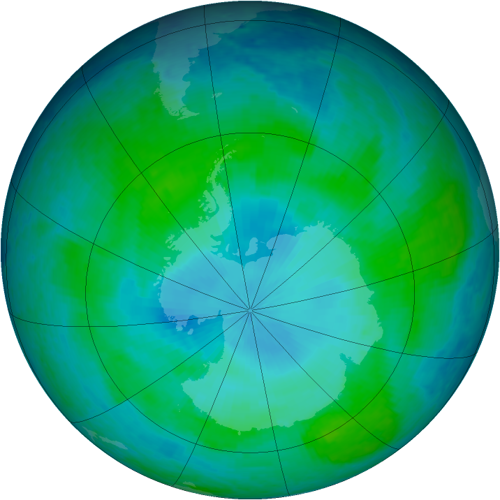 Antarctic ozone map for 28 January 2004